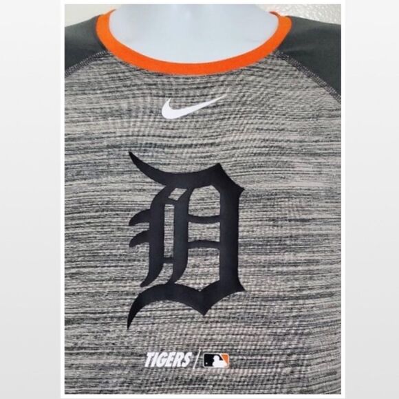 Nike Top Mens Large MLB Detroit Det. Tigers Grey Raglan Baseball - Picture 4 of 14